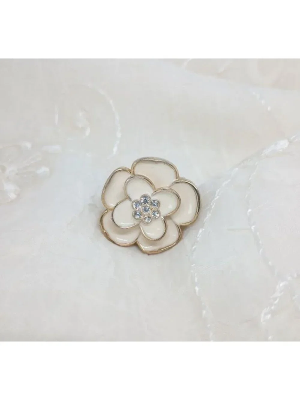 Flower-Shaped Geneva Watch Ring With Rhinestone & Hidden Face - Picture 3 of 5